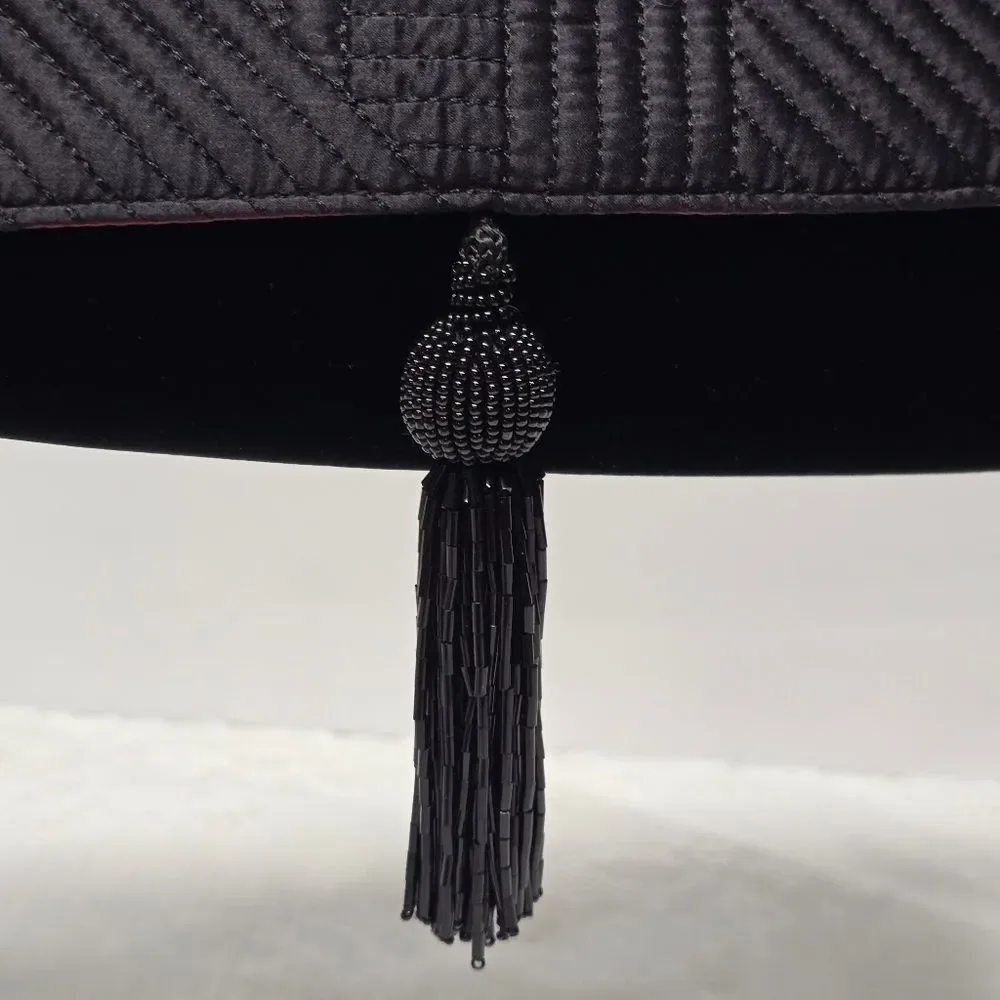 The Limited Velvet Velour Black Evening Clutch Wristlet With Beaded Tassel